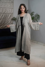 Load image into Gallery viewer, Linen Kimono Cloak Grey
