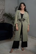 Load image into Gallery viewer, Linen Kimono Cloak Green
